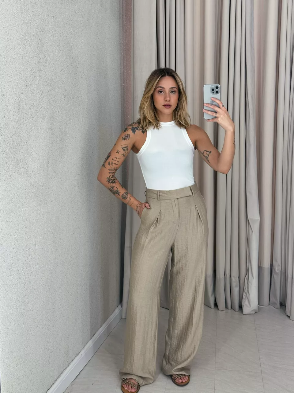 CALÇA SAMANTA PANTALONA CAQUI