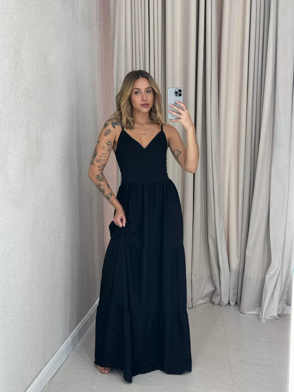  VESTIDO PÉROLA ALÇA PRETO - 0056620032 - CAROLLA FERRARO