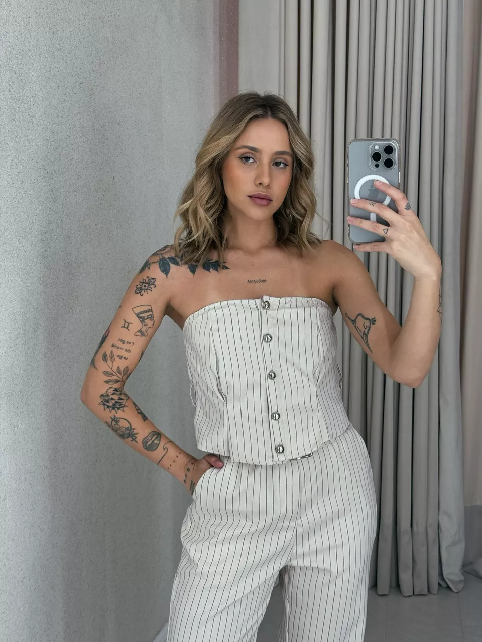 CONJUNTO PALOMA RISCA DE GIZ Areia