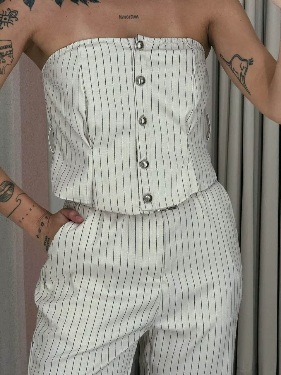 CONJUNTO PALOMA RISCA DE GIZ Areia