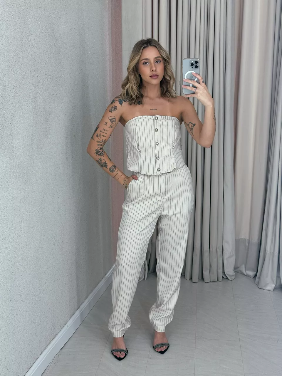 CONJUNTO PALOMA RISCA DE GIZ Areia