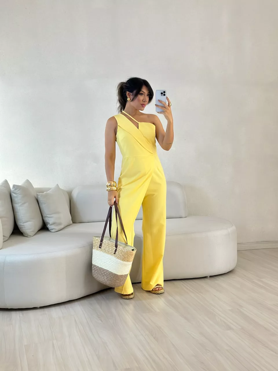 MACACÃO AGNES NULA MANGA AMARELO - 0057840111 - CAROLLA FERRARO