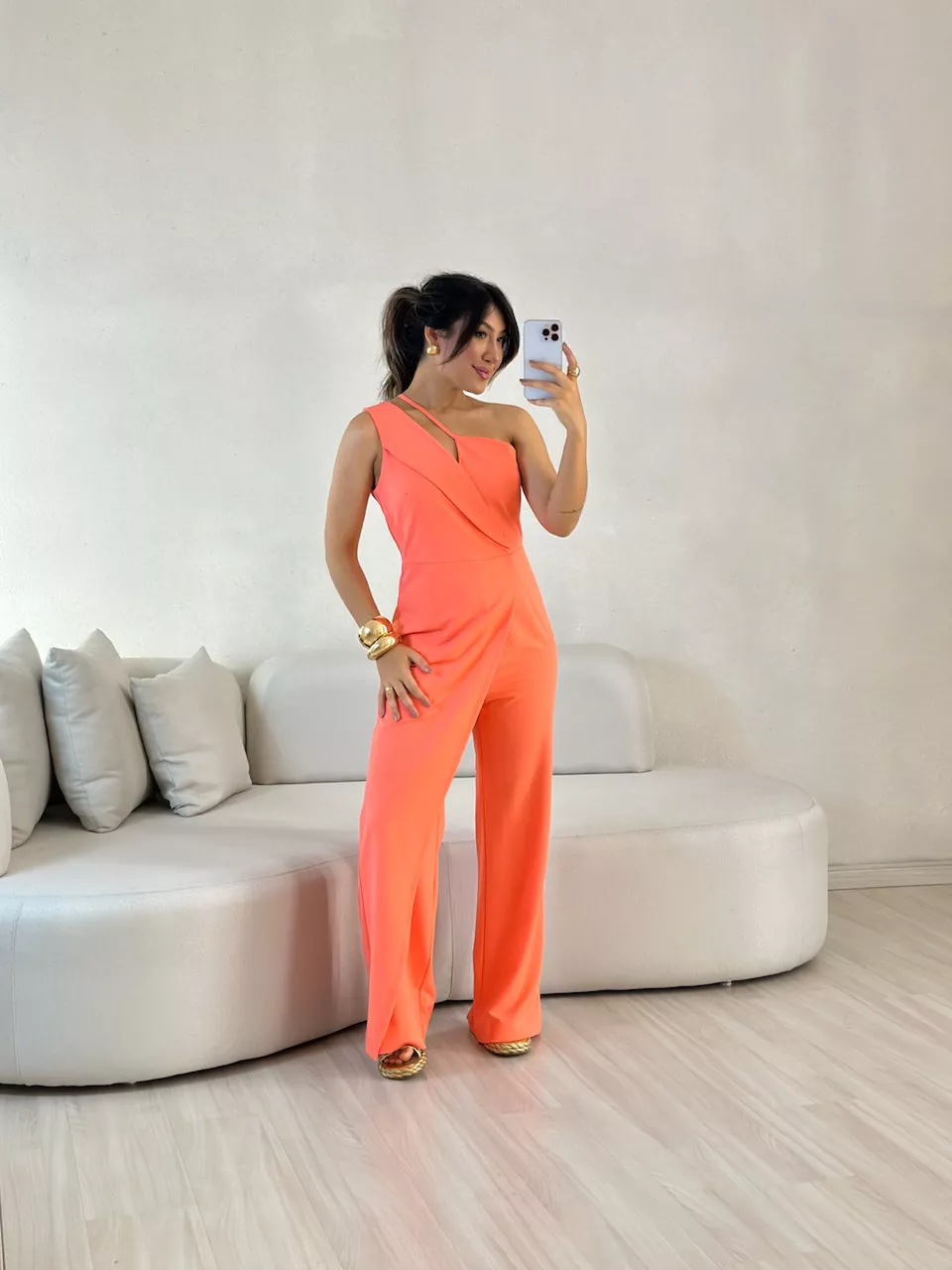 MACACÃO AGNES NULA MANGA PÊSSEGO - 0057840039 - CAROLLA FERRARO