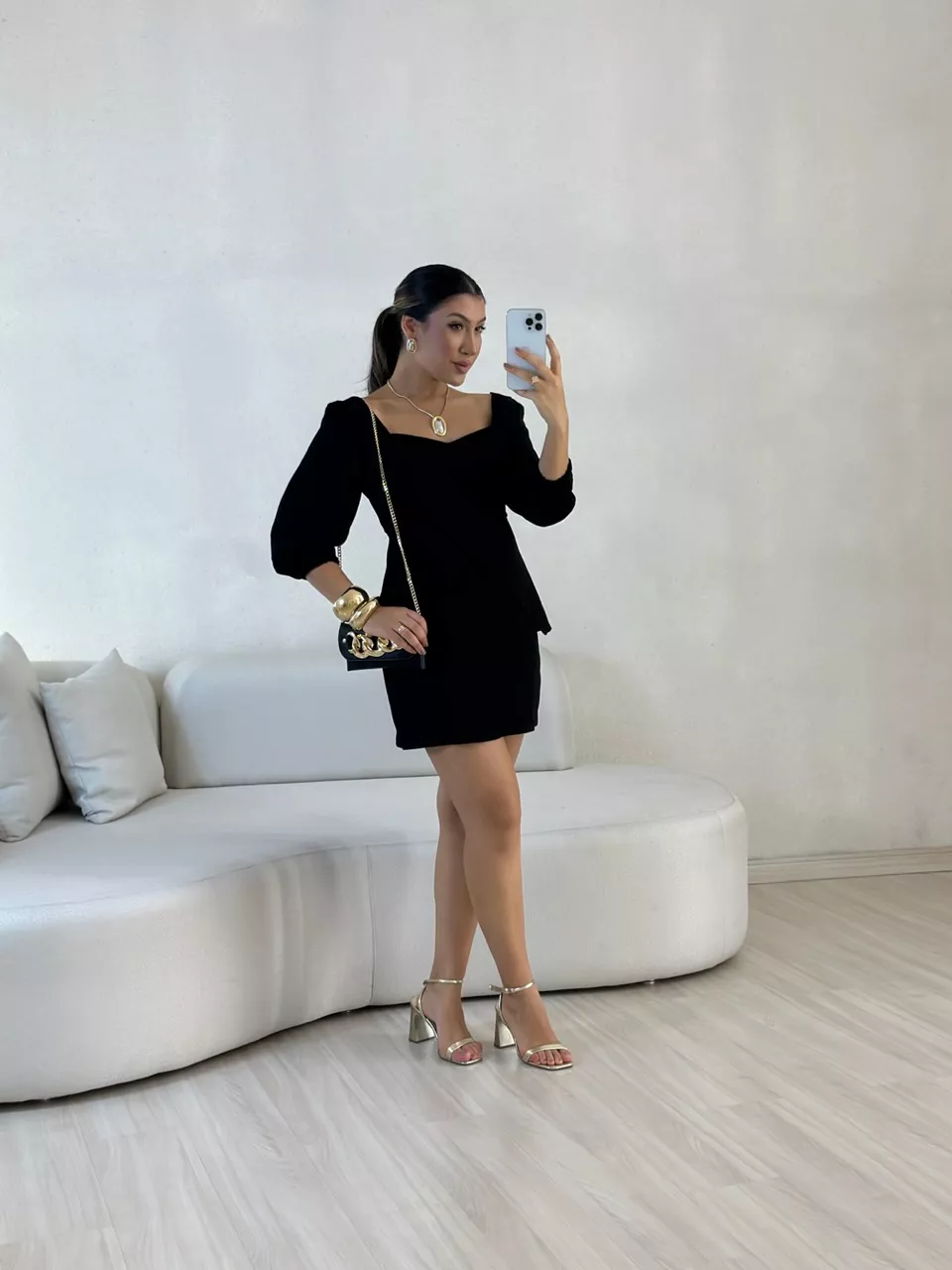 VESTIDO ANGELITA MANGA BUFANTE PRETO - 0057830032 - CAROLLA FERRARO