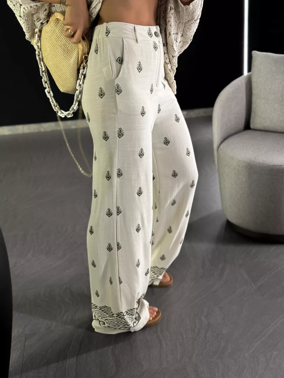 CALÇA LAURA ÉTNICA CRU