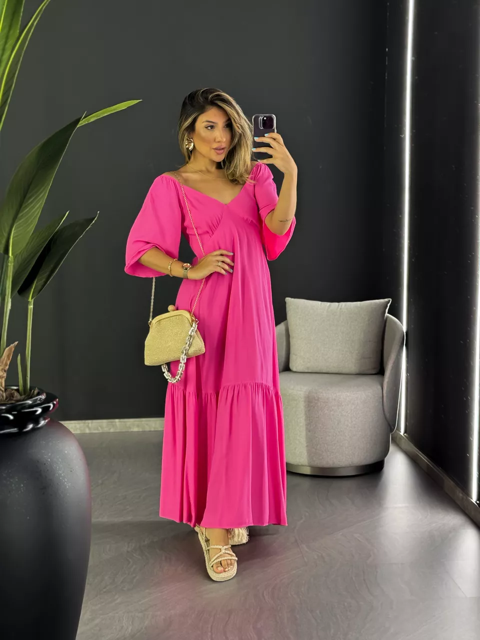 VESTIDO EDUARDA LONGO PINK