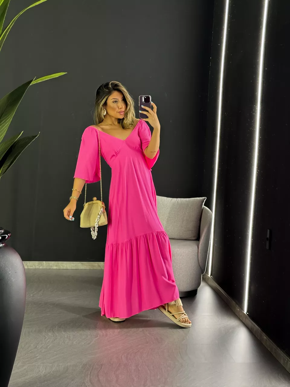 VESTIDO EDUARDA LONGO PINK