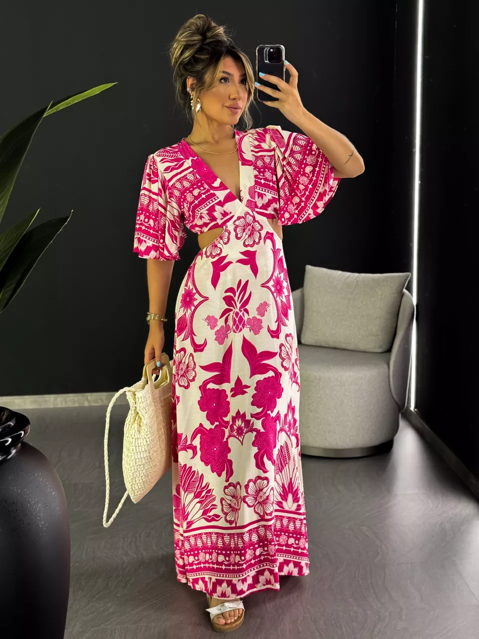 VESTIDO IPANEMA MANGA PINK - 0033400037 - CAROLLA FERRARO