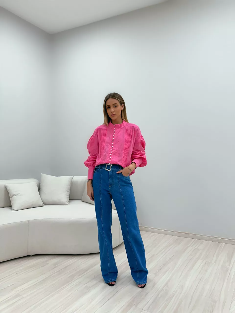 CAMISA BOTÕES PÉROLA ROSA