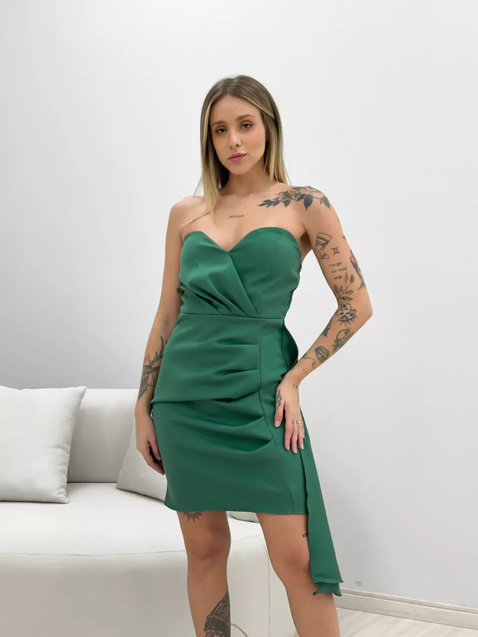 VESTIDO ISABELA CURTO VERDE - 0049130014 - CAROLLA FERRARO