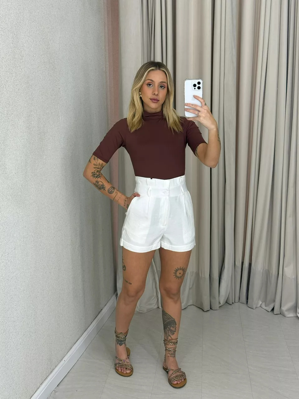 BLUSA HANA GOLA MARROM