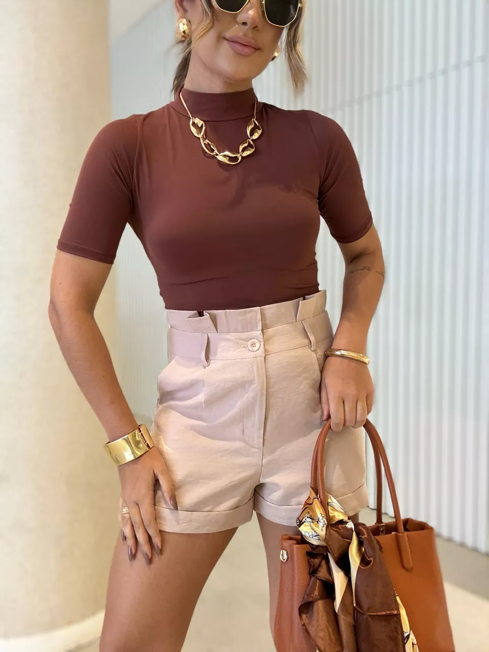 BLUSA HANA GOLA MARROM
