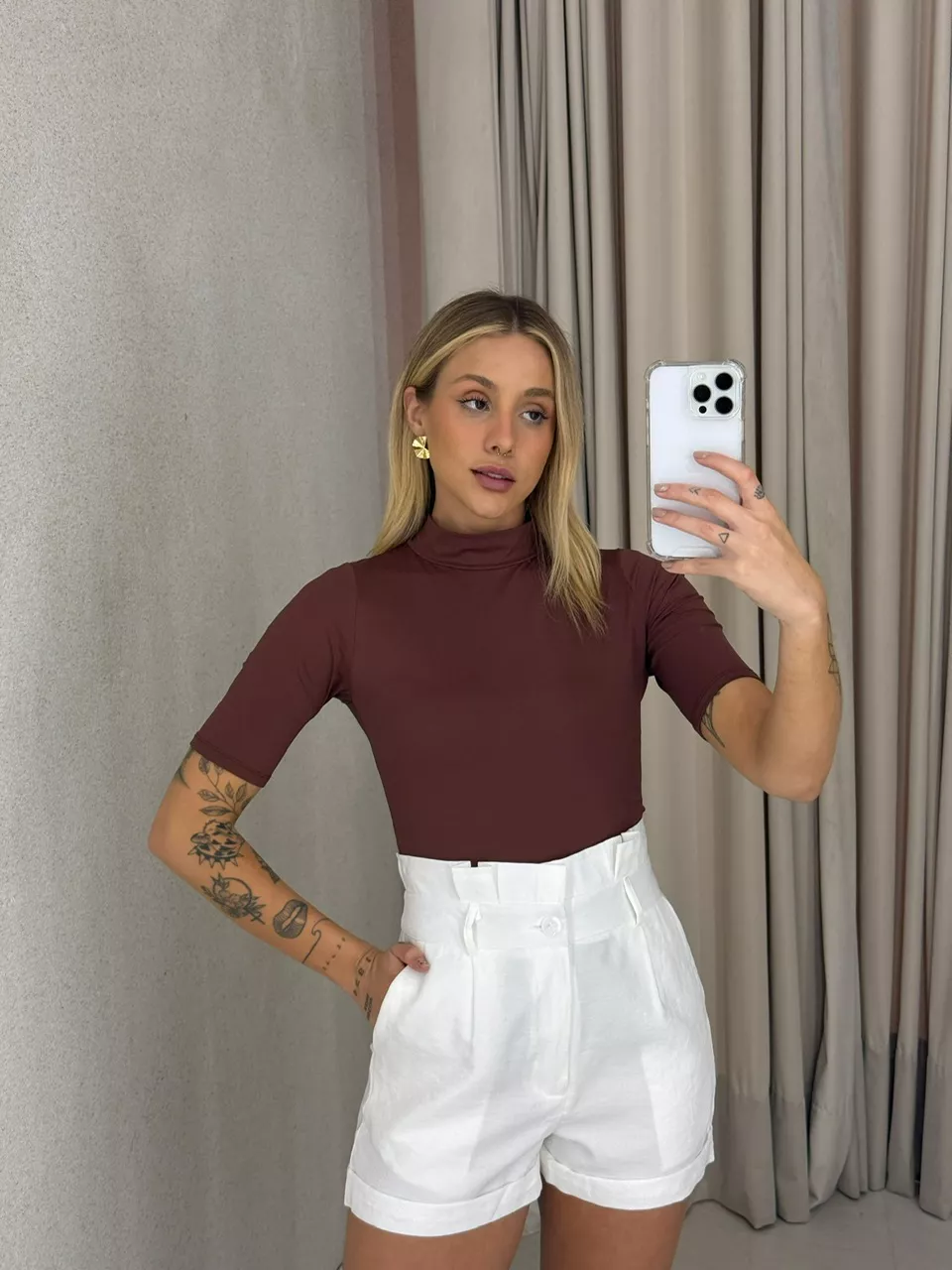 BLUSA HANA GOLA MARROM