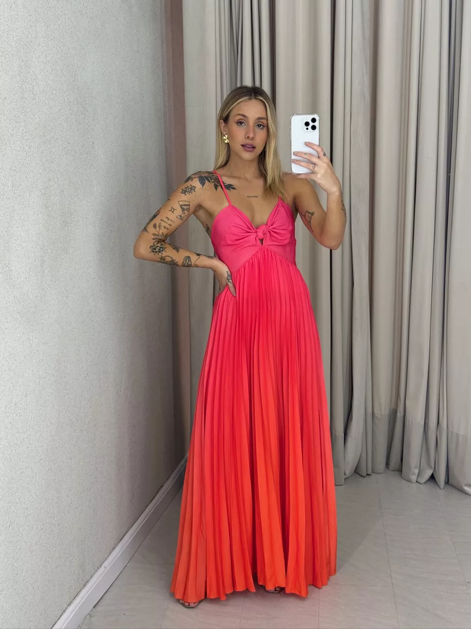 VESTIDO NORONHA PLISSADO PINK - 0060610037 - CAROLLA FERRARO