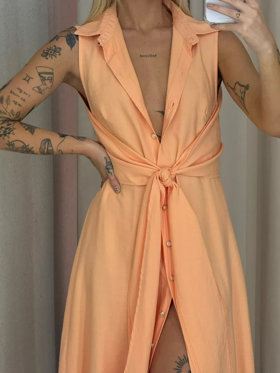 VESTIDO MORGAN BOTÕES Laranja