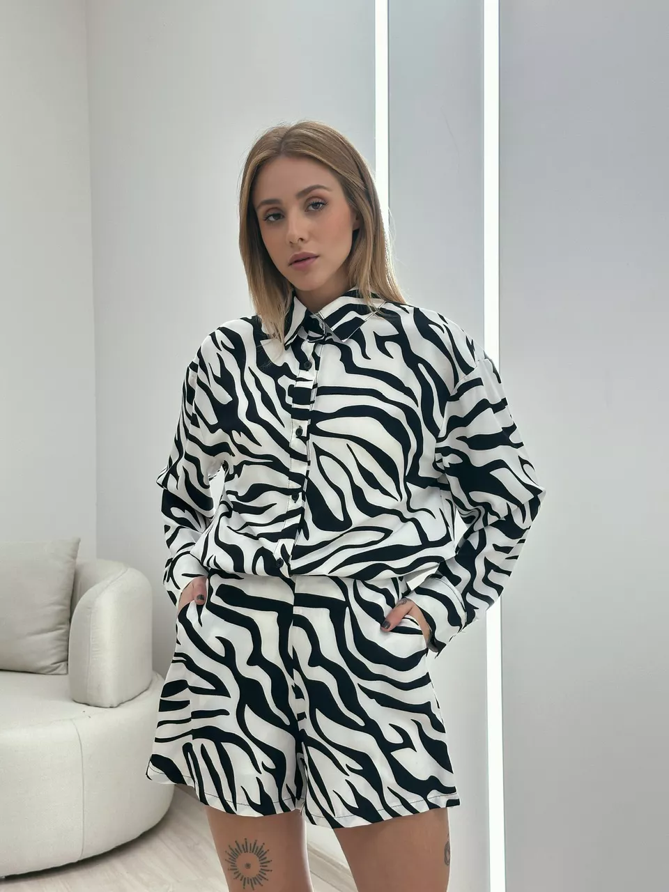 CONJUNTO ESTAMPA ZEBRA PRETO