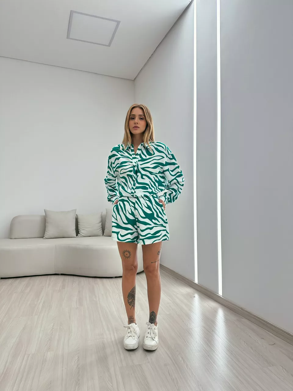 CONJUNTO ESTAMPA ZEBRA VERDE