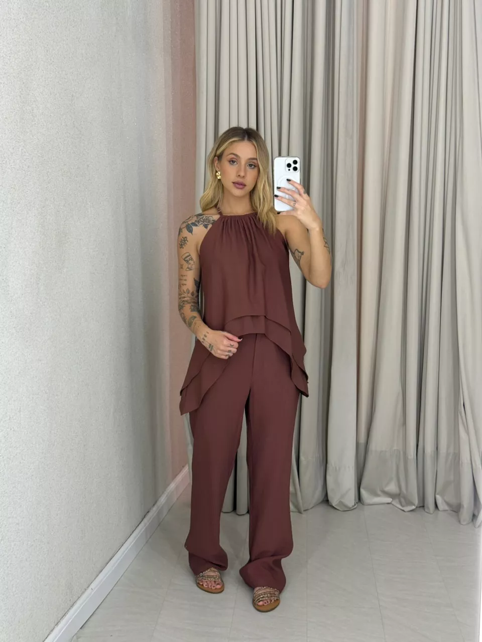 CONJUNTO SILVIA CALÇA CAPUCCINO - 0062730125 - CAROLLA FERRARO