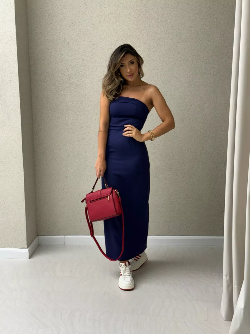 VESTIDO ISABELLY MIDI MARINHO