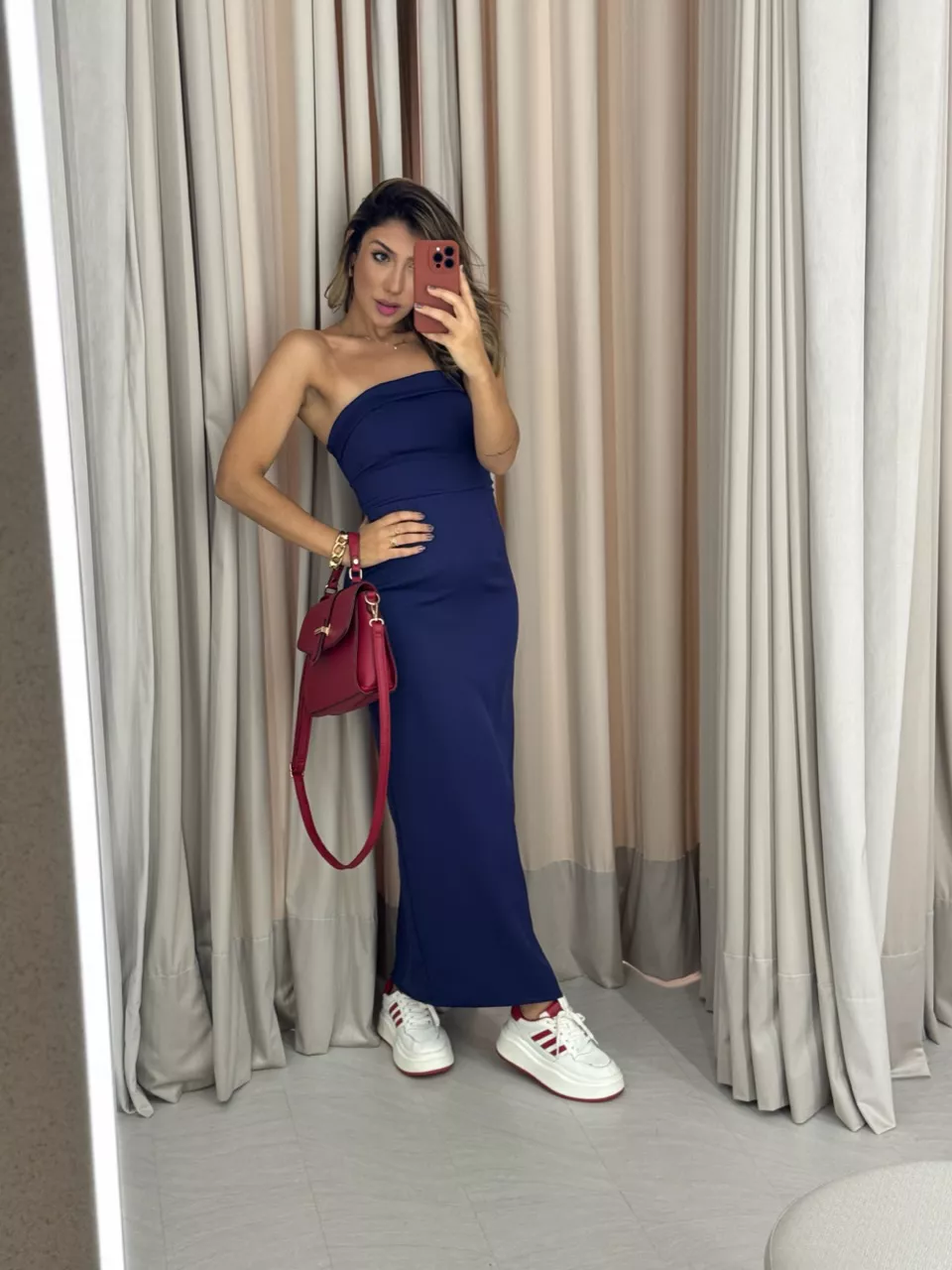 VESTIDO ISABELLY MIDI MARINHO