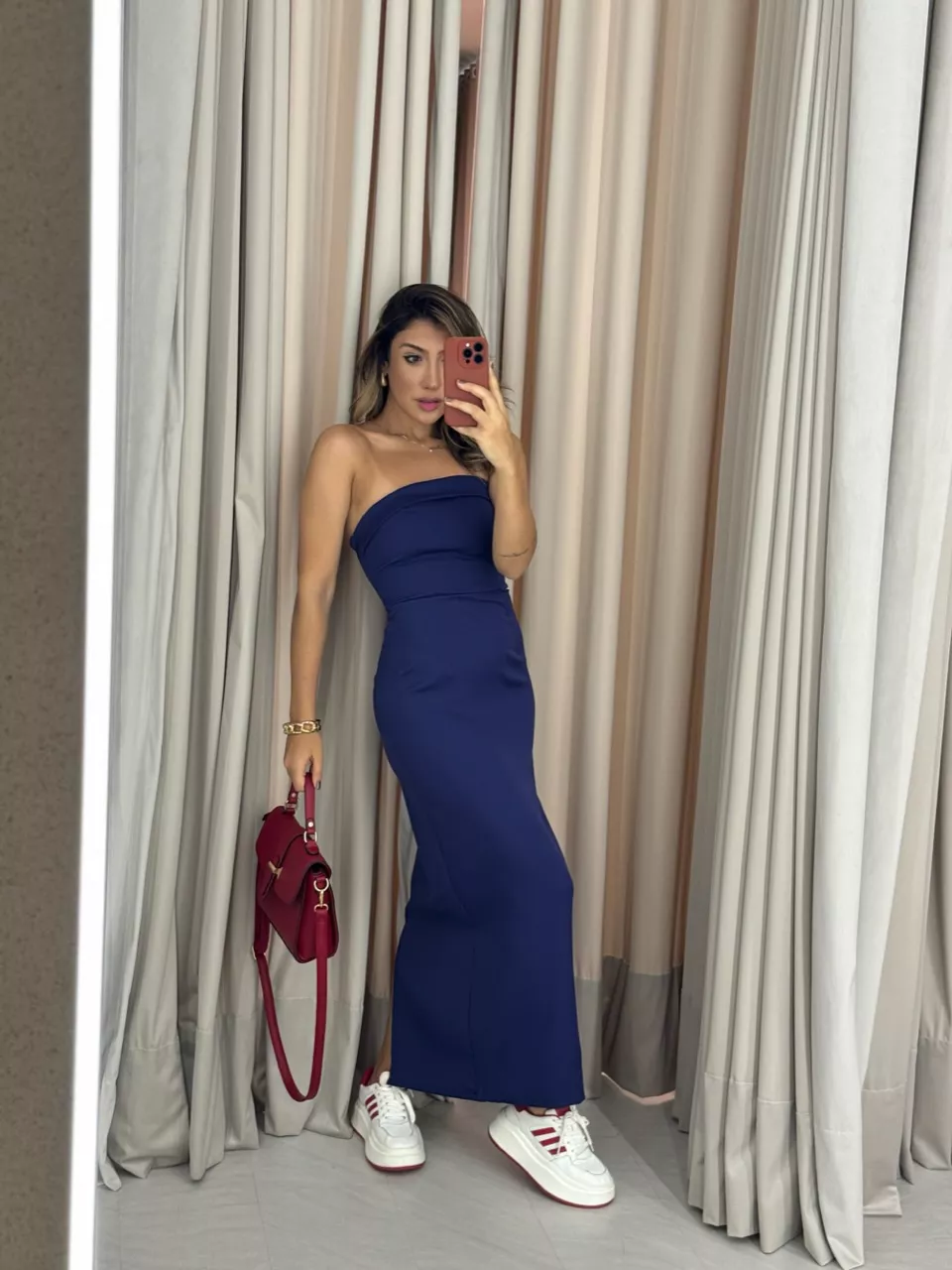 VESTIDO ISABELLY MIDI MARINHO