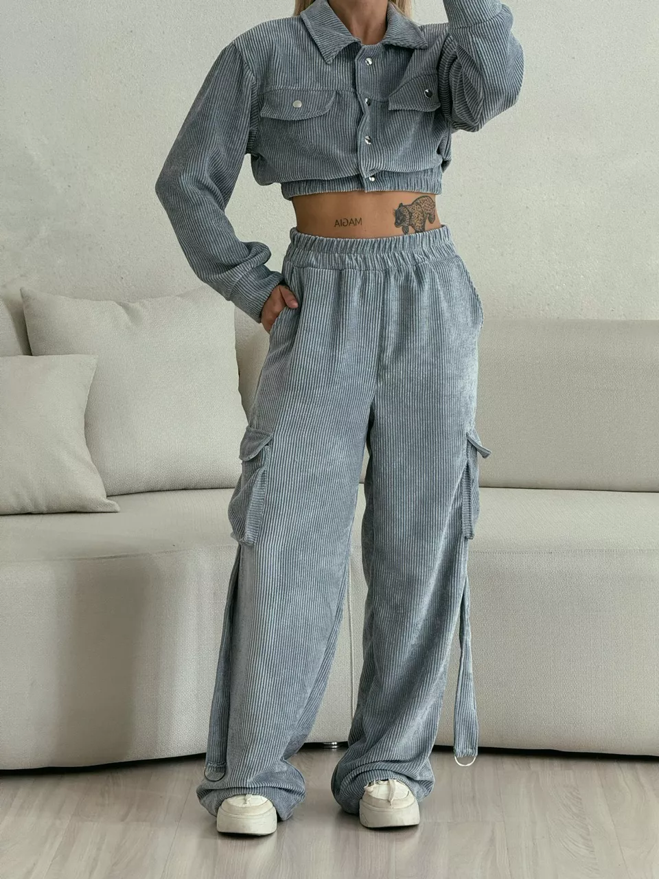 CONJUNTO CARGO COTELÊ Cinza