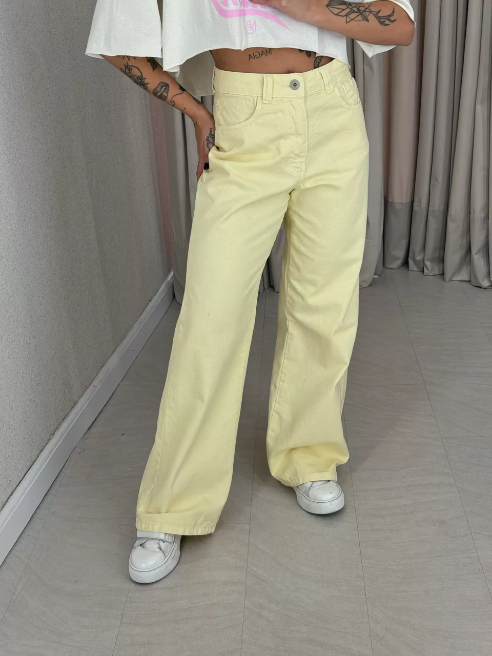 CALÇA MAIARA JEANS AMARELO MANTEIGA