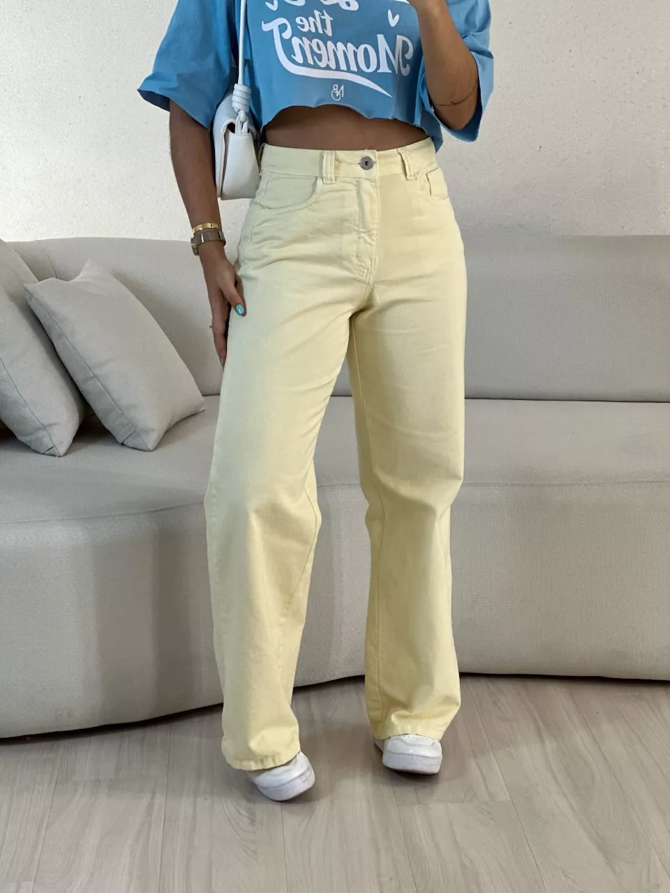 CALÇA MAIARA JEANS AMARELO MANTEIGA