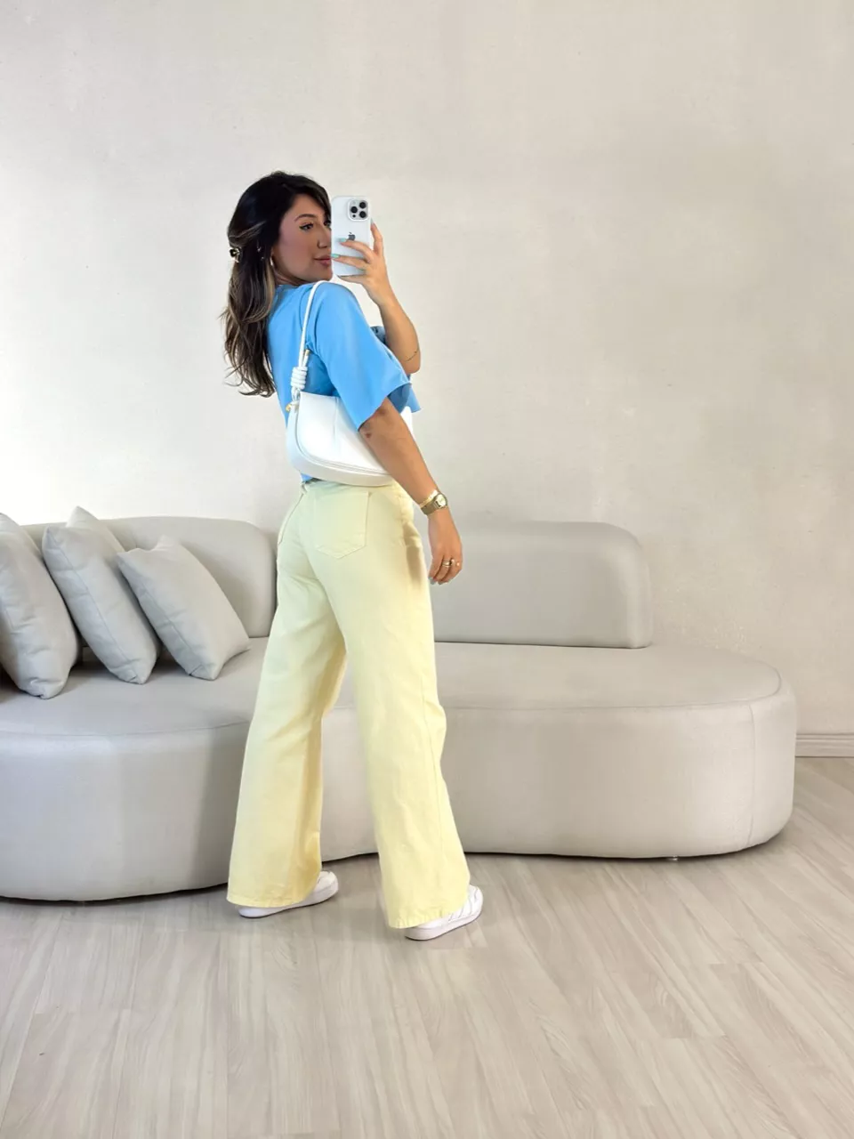 CALÇA MAIARA JEANS AMARELO MANTEIGA