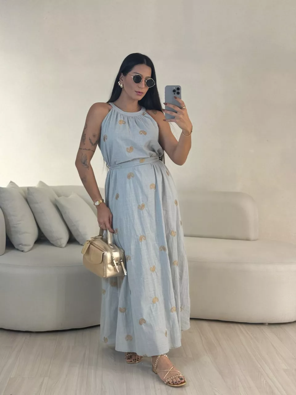 VESTIDO SOL LONGO CINZA - 0055770091 - CAROLLA FERRARO