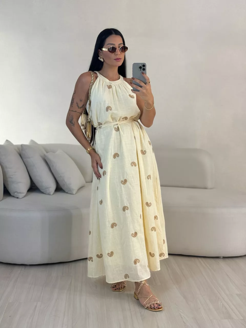 VESTIDO SOL LONGO MARFIM - 0055770056 - CAROLLA FERRARO