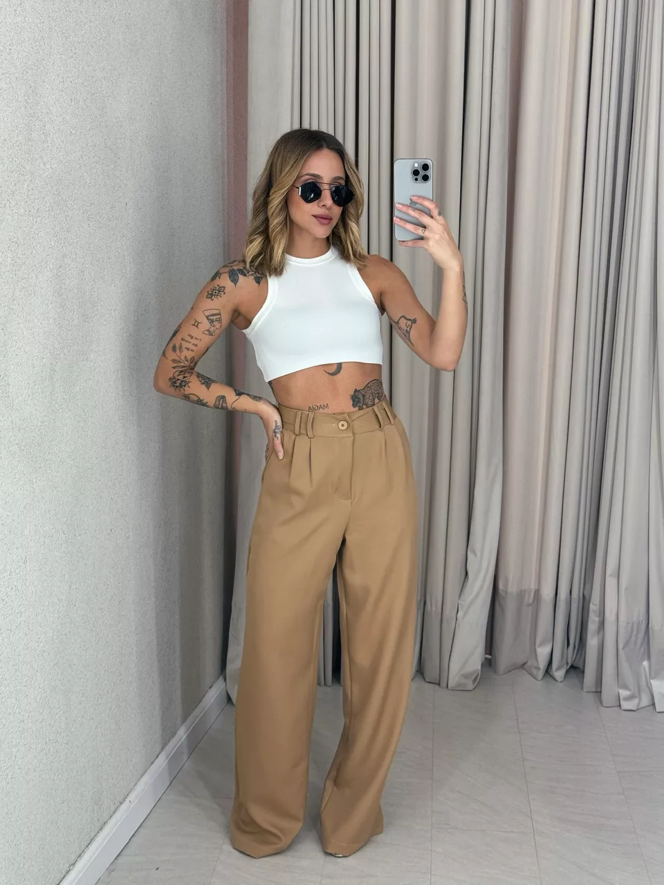 CALÇA ALINE PANTALONA NUDE - 0056700049 - CAROLLA FERRARO
