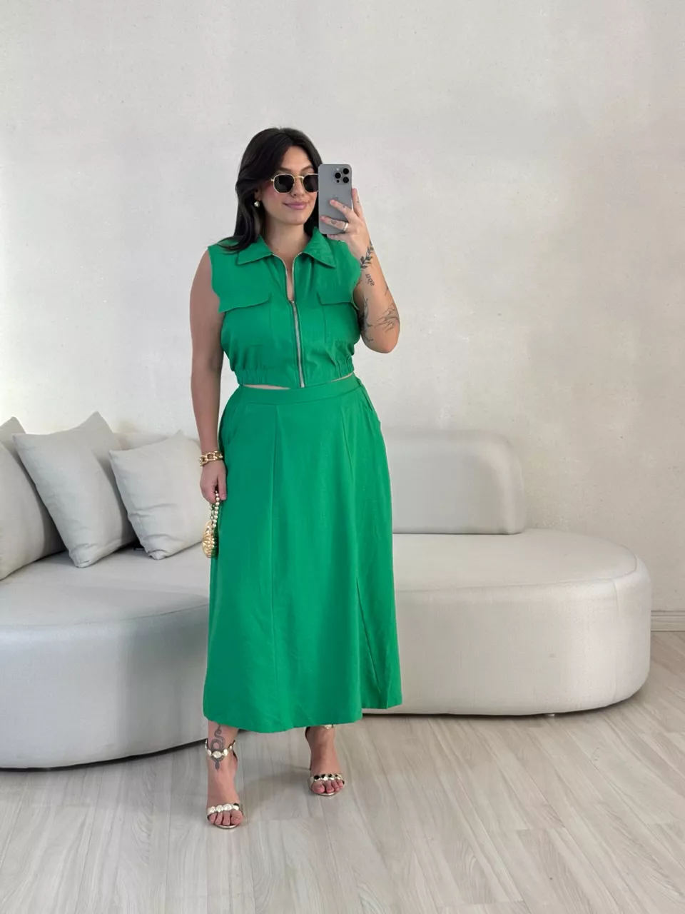 CONJUNTO ÁGATA SAIA VERDE