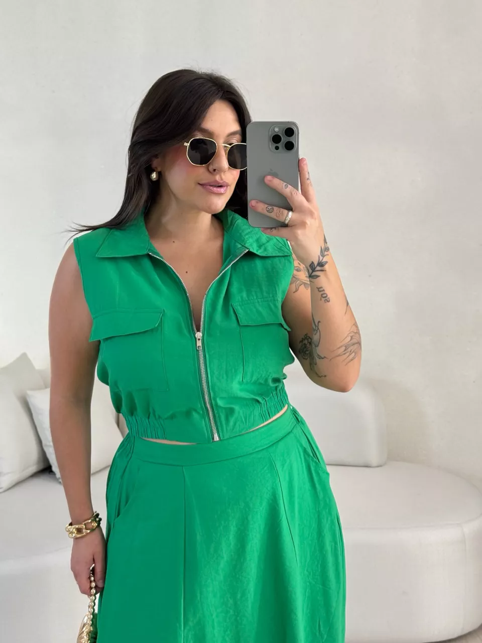 CONJUNTO ÁGATA SAIA VERDE