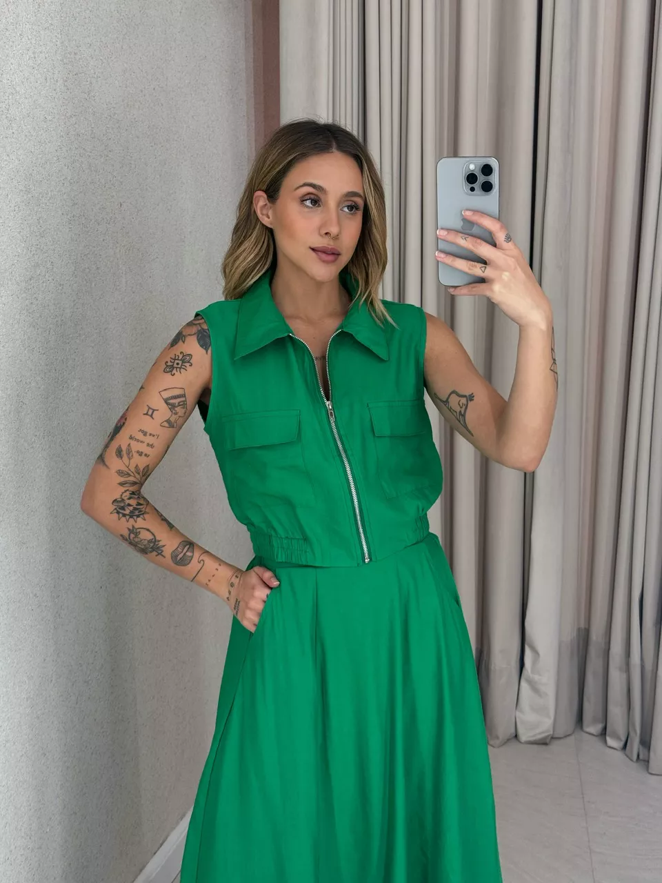 CONJUNTO ÁGATA SAIA VERDE