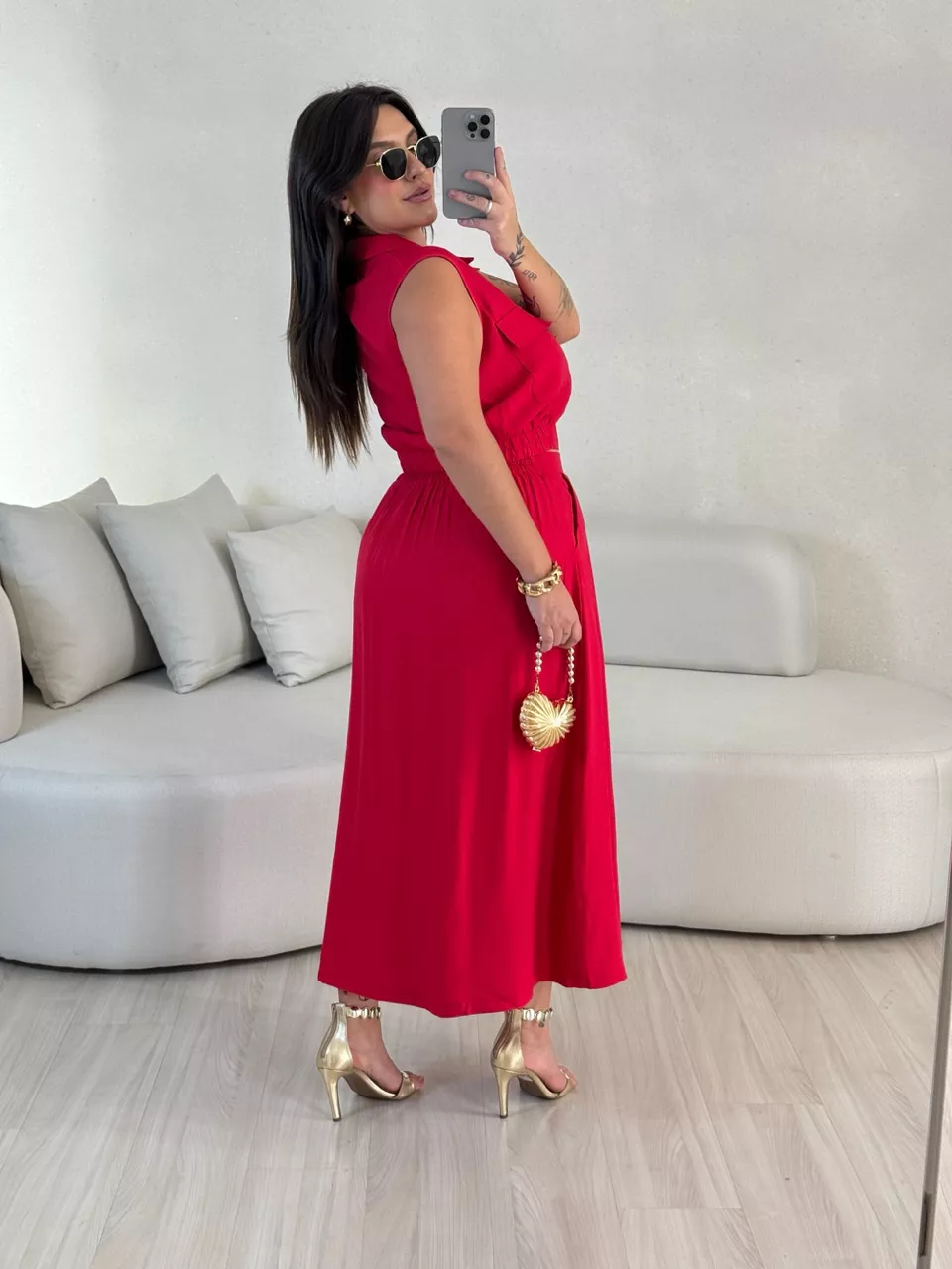 CONJUNTO ÁGATA SAIA VERMELHO