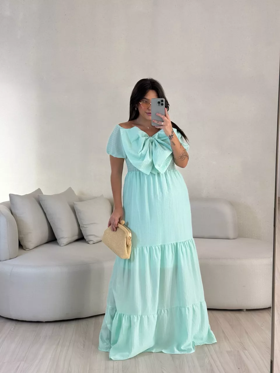 VESTIDO LAÇO LASTEX VERDE ÁGUA