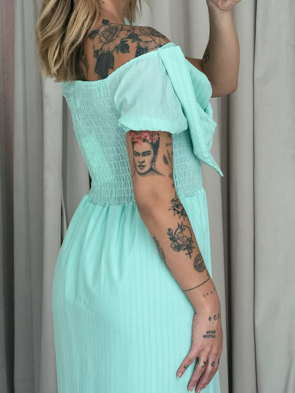 VESTIDO LAÇO LASTEX VERDE ÁGUA