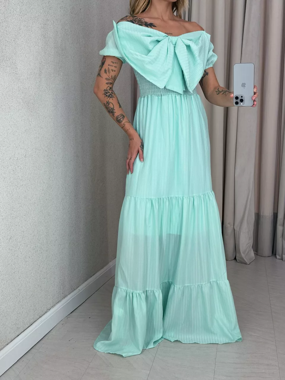 VESTIDO LAÇO LASTEX VERDE ÁGUA