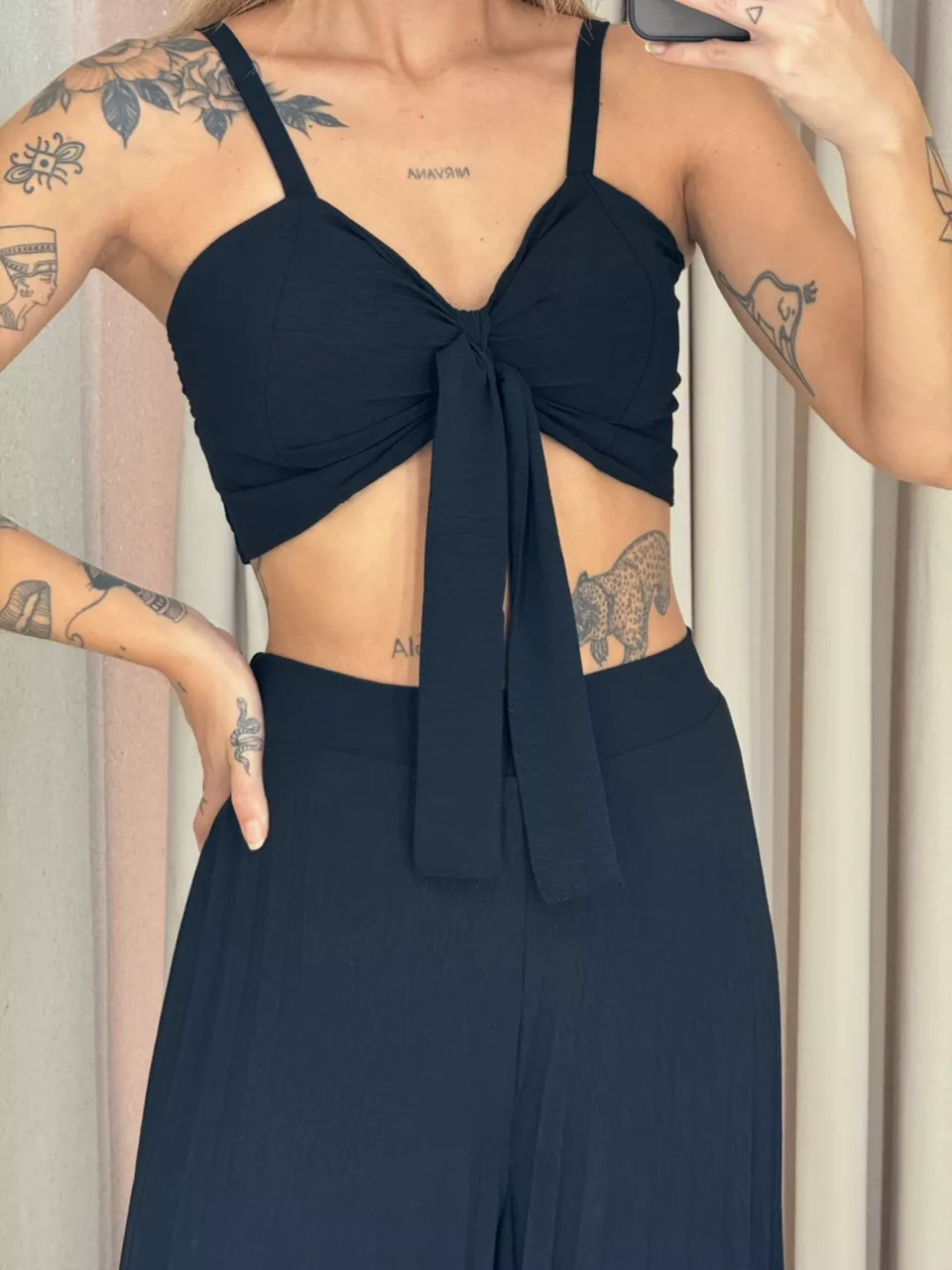 CONJUNTO FRANCINI PLISSADO PRETO