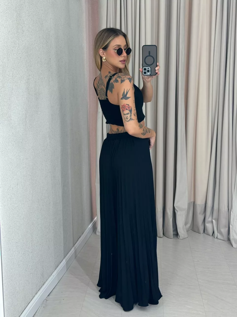CONJUNTO FRANCINI PLISSADO PRETO