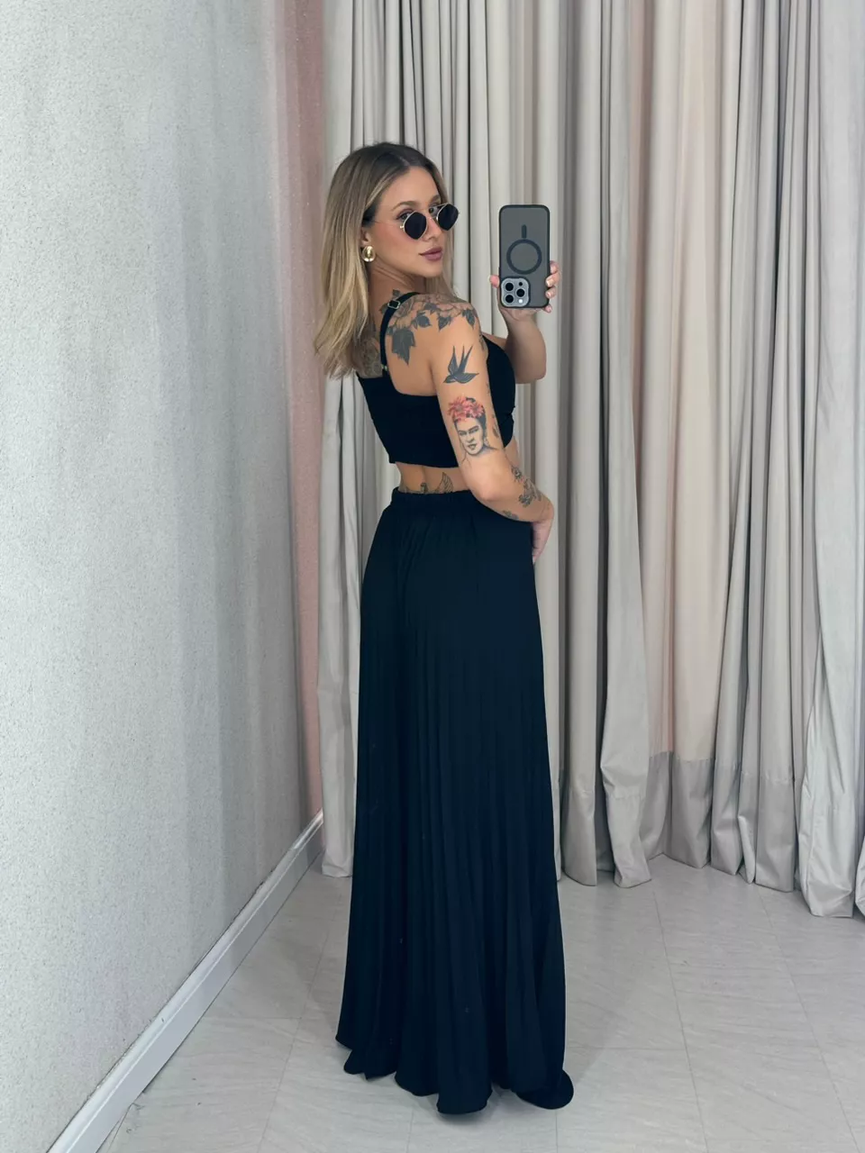 CONJUNTO FRANCINI PLISSADO PRETO