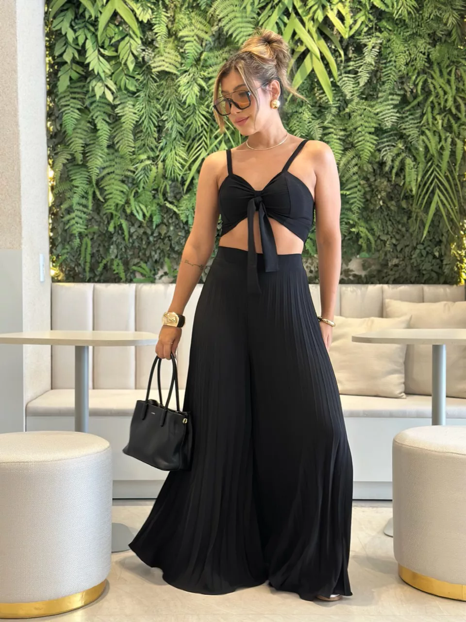 CONJUNTO FRANCINI PLISSADO PRETO