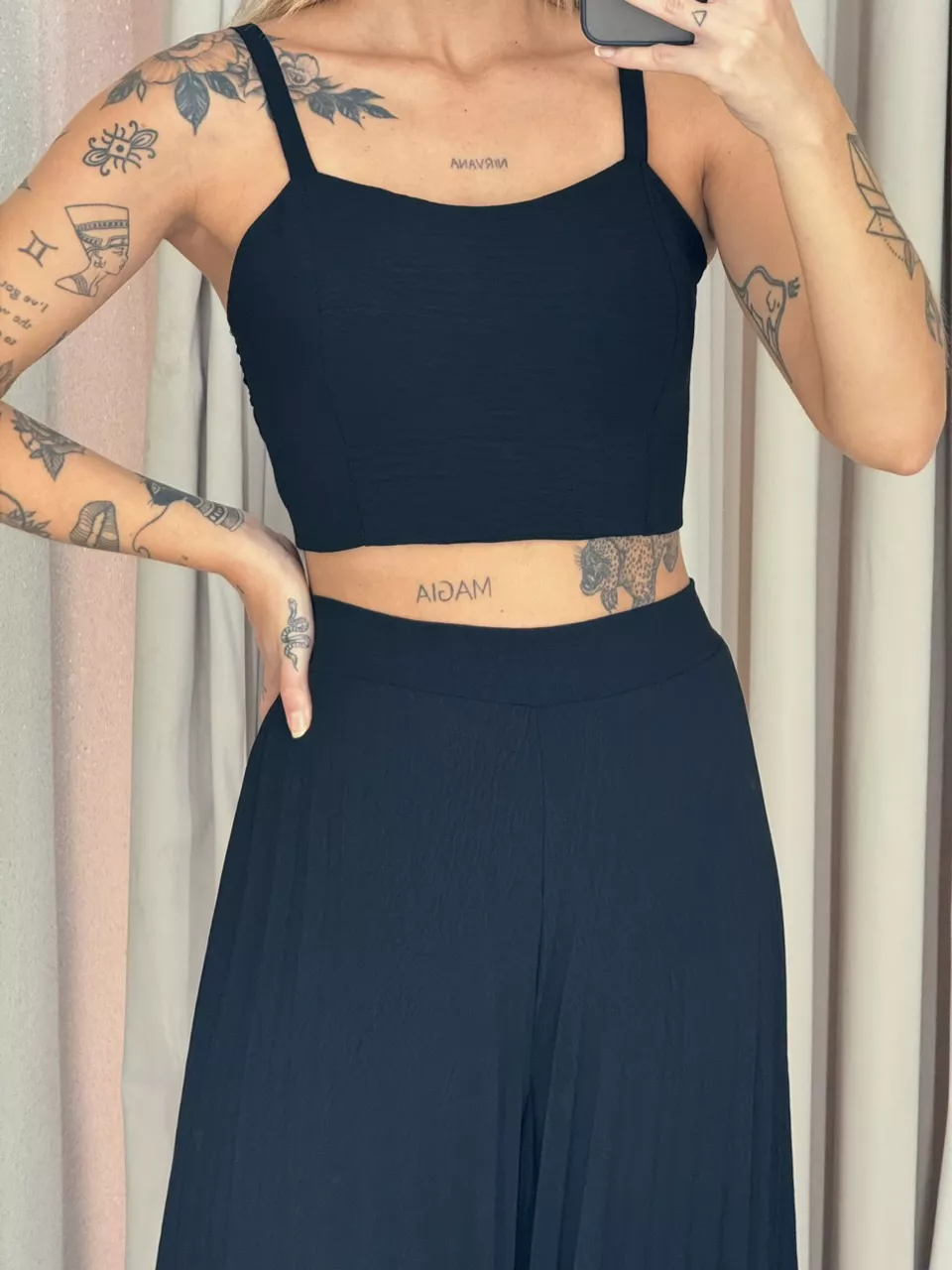 CONJUNTO FRANCINI PLISSADO PRETO