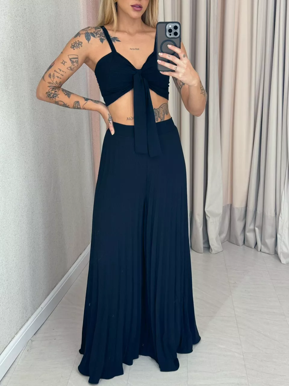 CONJUNTO FRANCINI PLISSADO PRETO