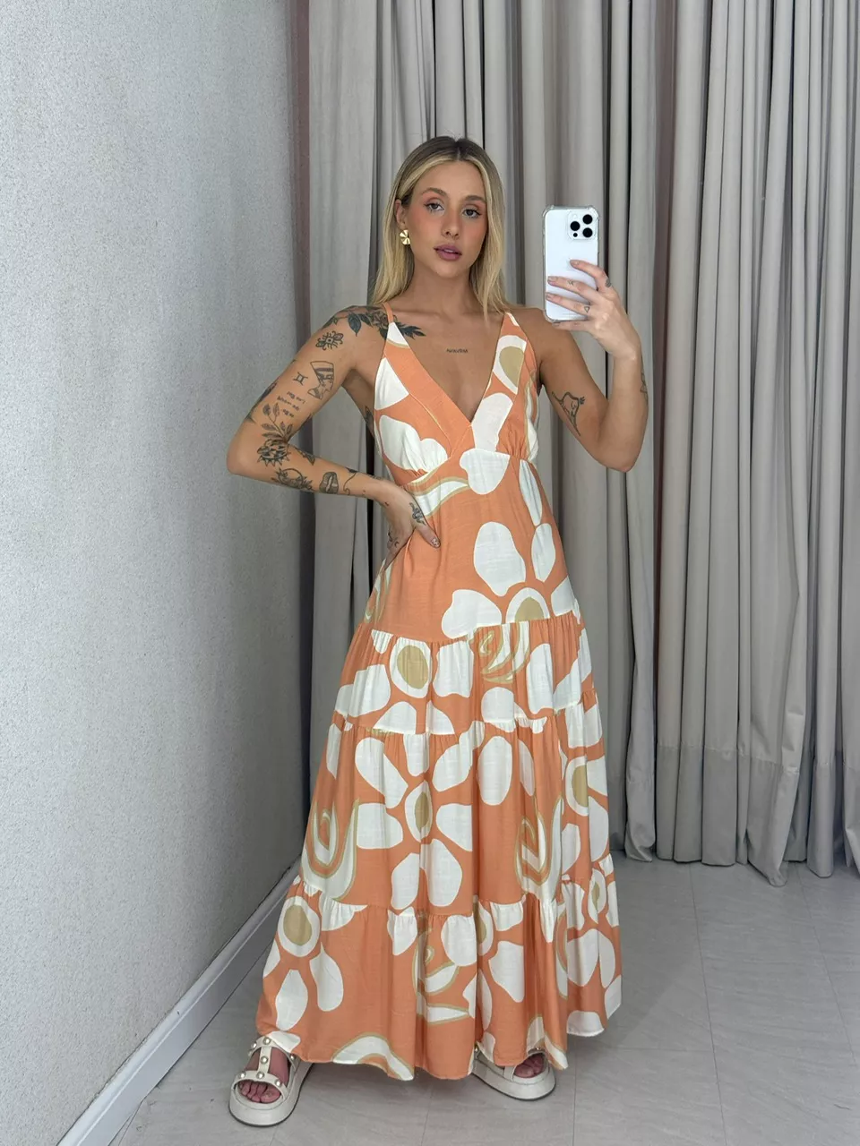 VESTIDO SELENA ALÇA Pêssego