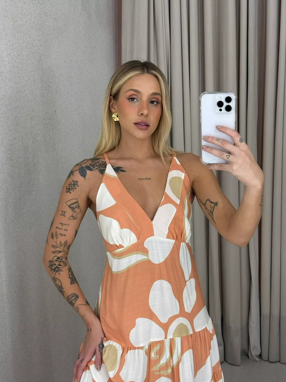 VESTIDO SELENA ALÇA Pêssego