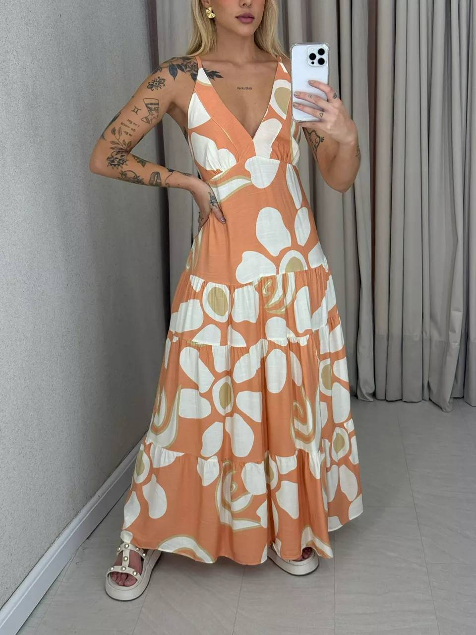 VESTIDO SELENA ALÇA Pêssego