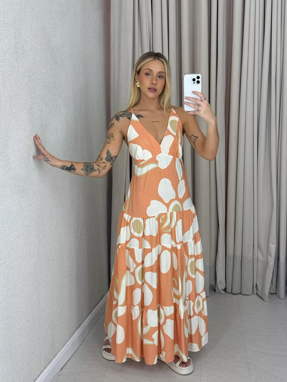 VESTIDO SELENA ALÇA Pêssego