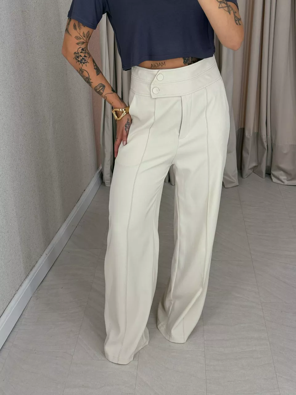 CALÇA MABEL PANTALONA MARFIM - 0053510056 - CAROLLA FERRARO